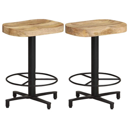vidaXL Bar Stools 2 pcs 52 cm Solid Mango Wood - Brown - 40 x 40 x 52 cm
