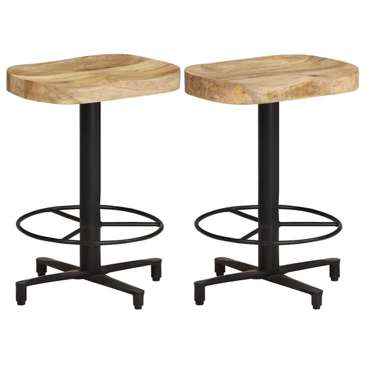 vidaXL Bar Stools 2 pcs 52 cm Solid Mango Wood - Brown - 40 x 40 x 52 cm