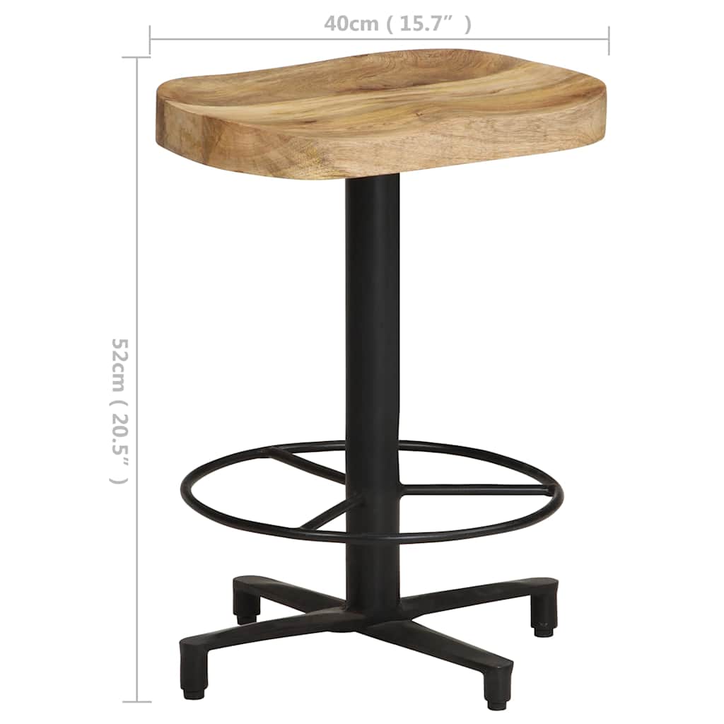 vidaXL Bar Stools 2 pcs 52 cm Solid Mango Wood - Brown - 40 x 40 x 52 cm