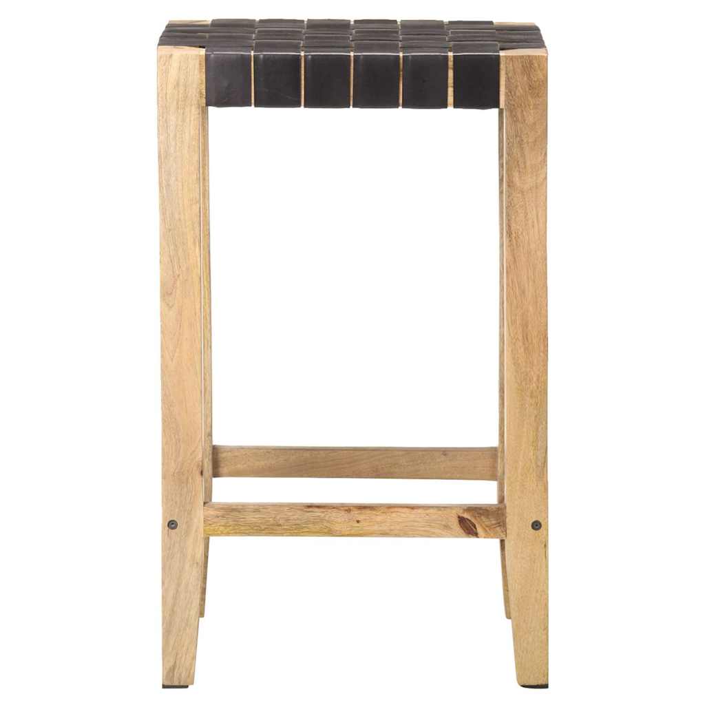 vidaXL Bar Stools 2 pcs Black Real Leather 75 cm - 46 x 36 x 75 cm