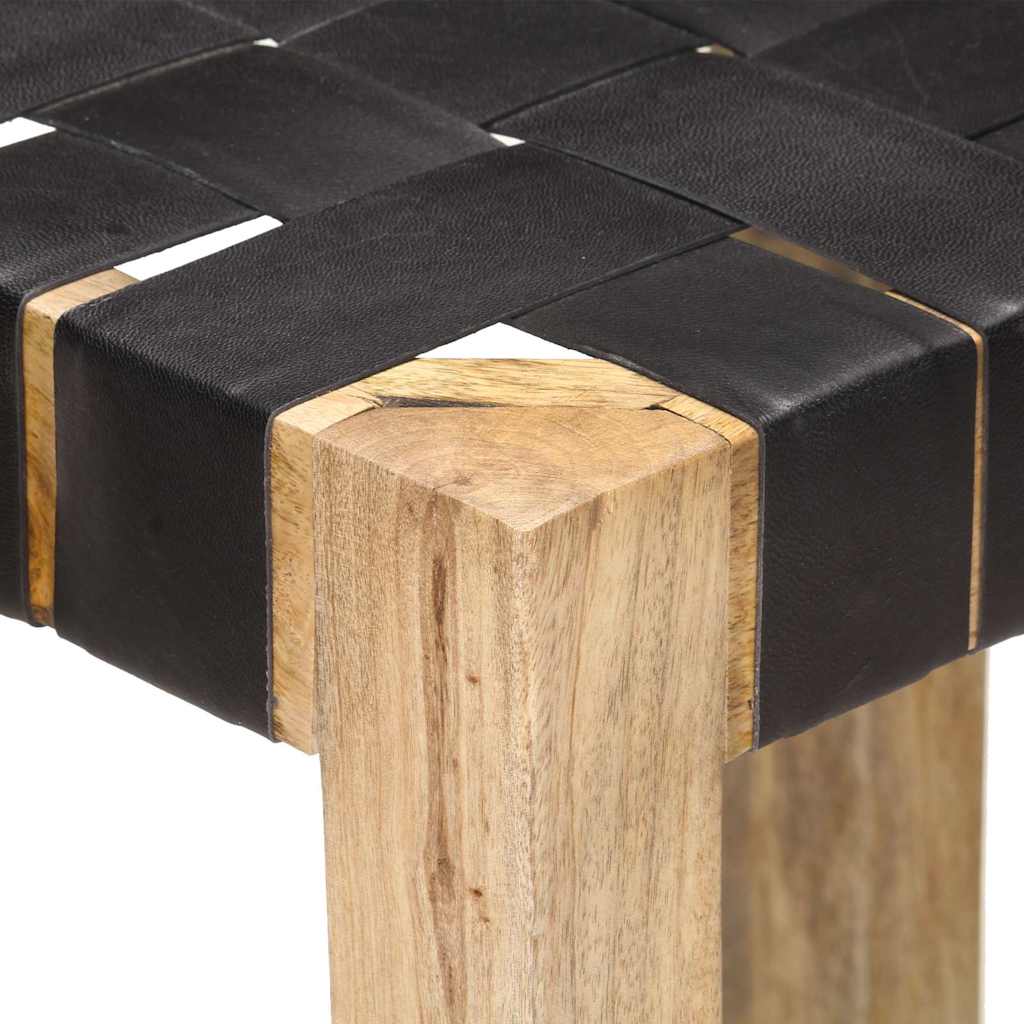 vidaXL Bar Stools 2 pcs Black Real Leather 75 cm - 46 x 36 x 75 cm