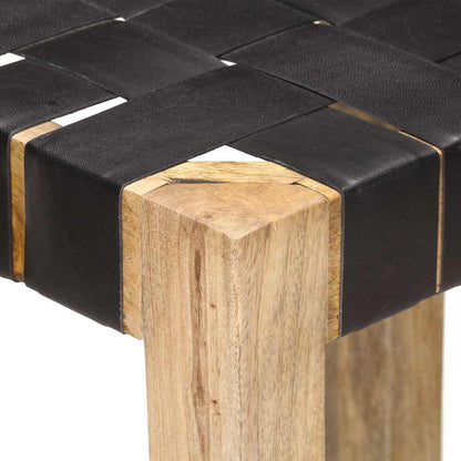 vidaXL Bar Stools 2 pcs Black Real Leather 75 cm - 46 x 36 x 75 cm