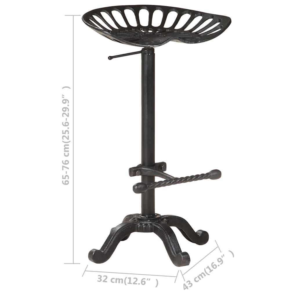 321044 vidaXL Bar Stool Black Cast Iron - 43 x 32 x 76 cm