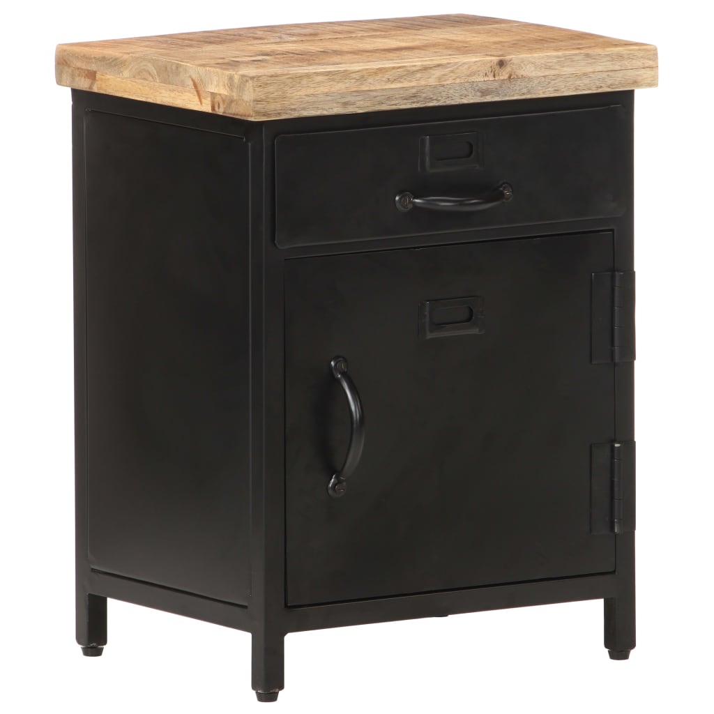 vidaXL Bedside Cabinet 40x30x52 cm Rough Mango Wood - Brown