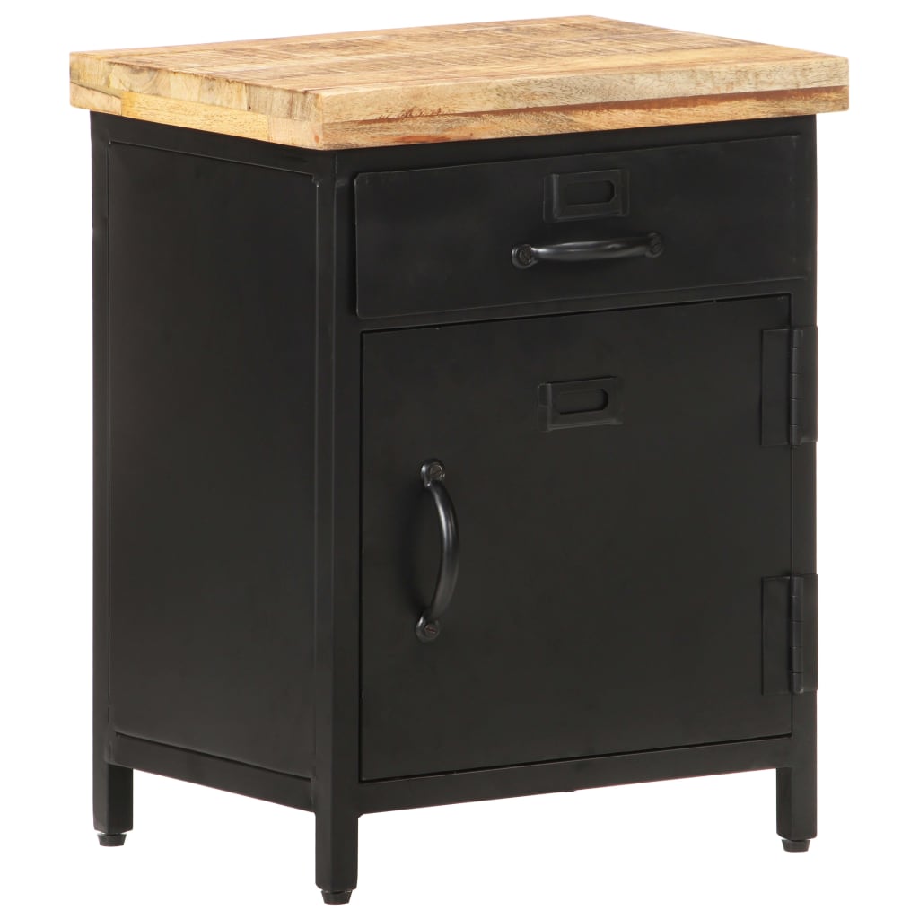 vidaXL Bedside Cabinet 40x30x52 cm Rough Mango Wood - Brown