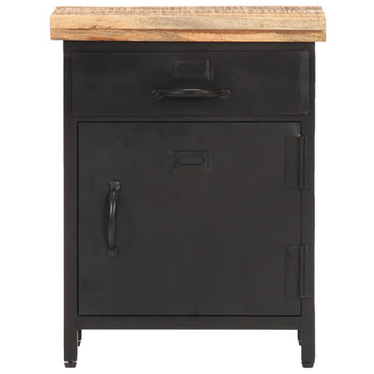 vidaXL Bedside Cabinet 40x30x52 cm Rough Mango Wood - Brown