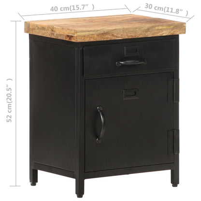 vidaXL Bedside Cabinet 40x30x52 cm Rough Mango Wood - Brown