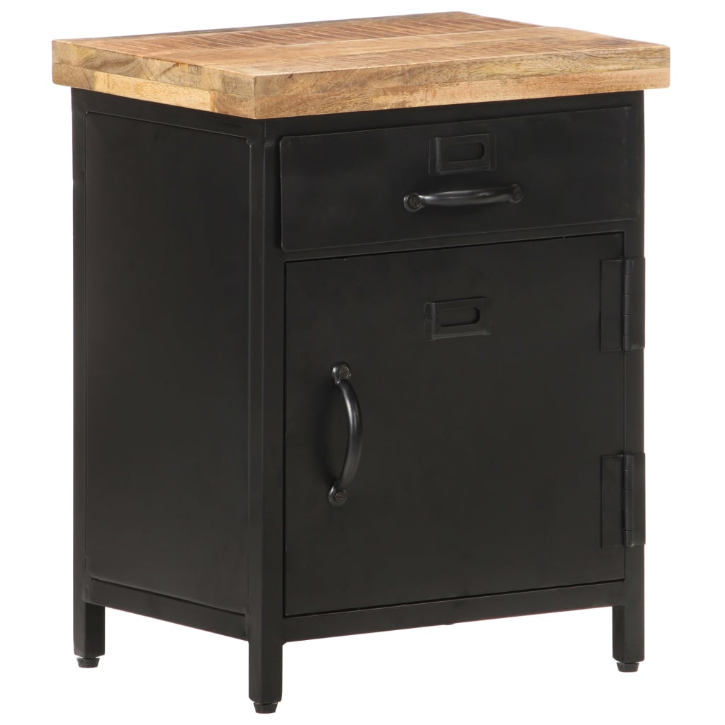 vidaXL Bedside Cabinet 40x30x52 cm Rough Mango Wood - Brown