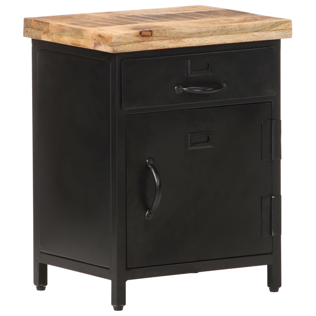 vidaXL Bedside Cabinet 40x30x52 cm Rough Mango Wood - Brown