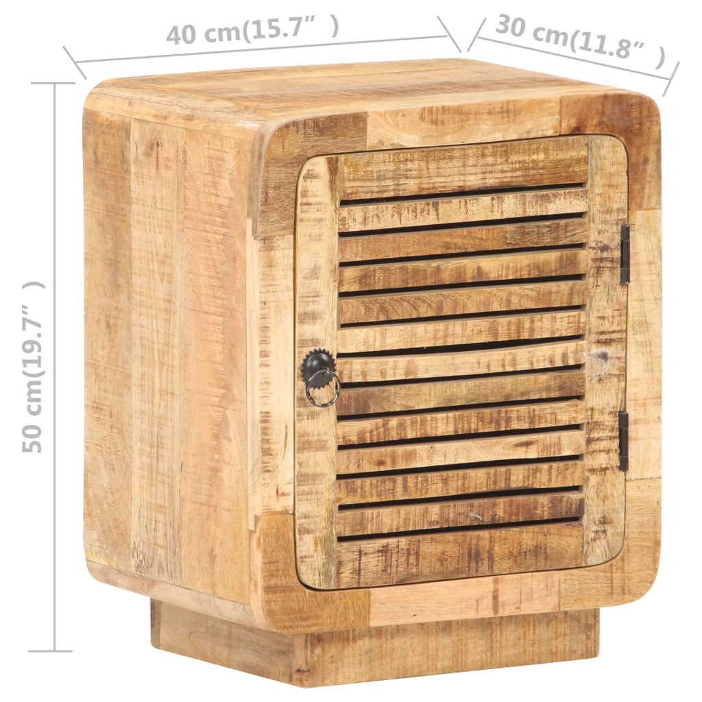 vidaXL Bedside Cabinet 40x30x50 cm Rough Mango Wood - Brown