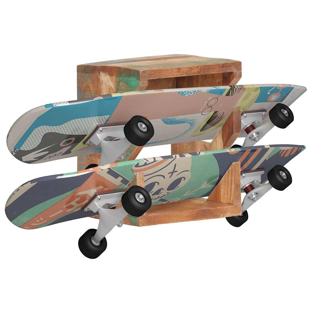 vidaXL Wall Mounted Skateboard Holder 25x20x30 cm Solid Reclaimed Wood - Brown