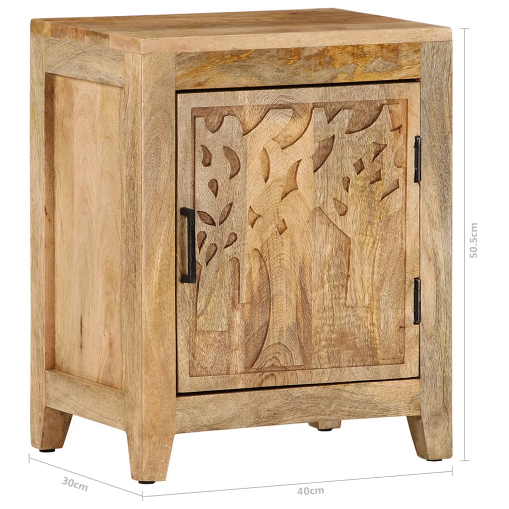 vidaXL Bedside Cabinet 40x30x50 cm Solid Mango Wood - Brown - 60814