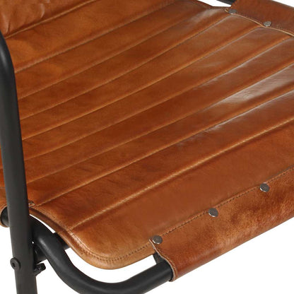 323728 vidaXL Relaxing Armchair with a Footrest Brown Real Leather - 54 x 71 x 80 cm