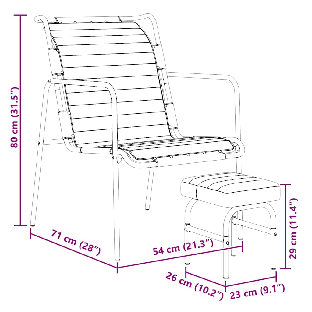 323728 vidaXL Relaxing Armchair with a Footrest Brown Real Leather - 54 x 71 x 80 cm