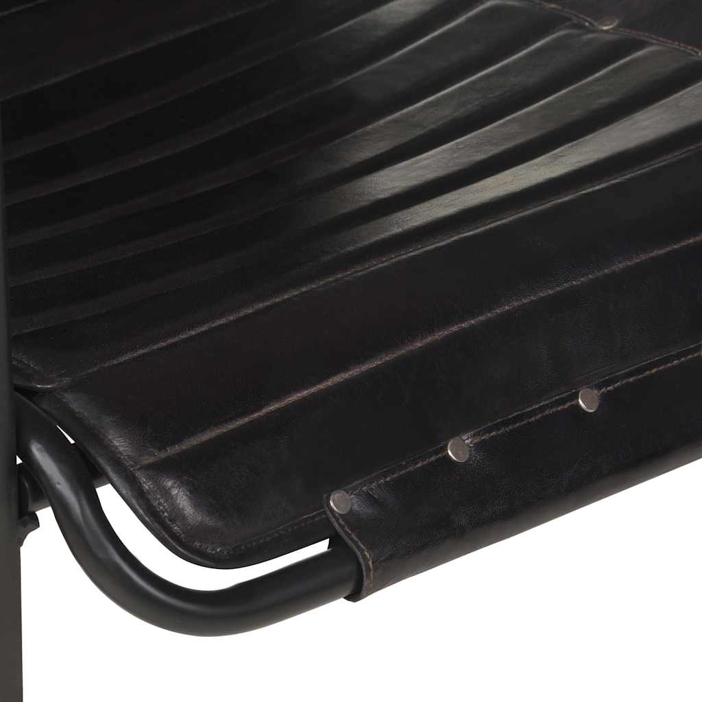 323729 vidaXL Relaxing Armchair with a Footrest Black Real Leather - 54 x 71 x 80 cm