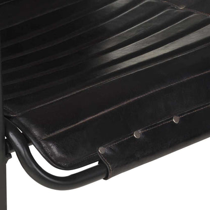 323729 vidaXL Relaxing Armchair with a Footrest Black Real Leather - 54 x 71 x 80 cm