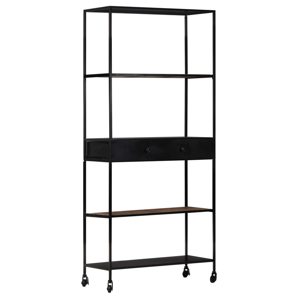 vidaXL Book Cabinet 80x35x180 cm Rough Mango Wood & Iron - Brown