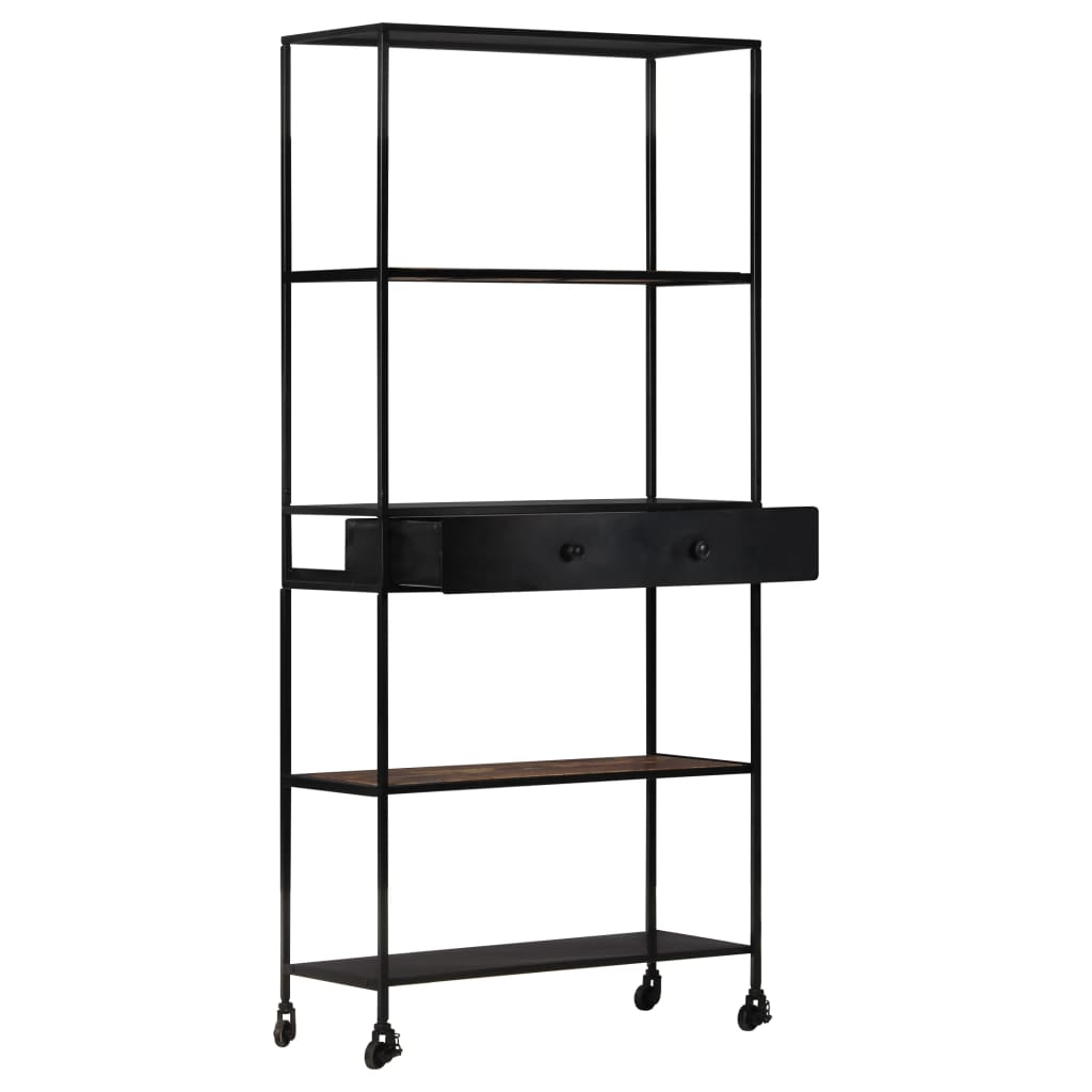 vidaXL Book Cabinet 80x35x180 cm Rough Mango Wood & Iron - Brown