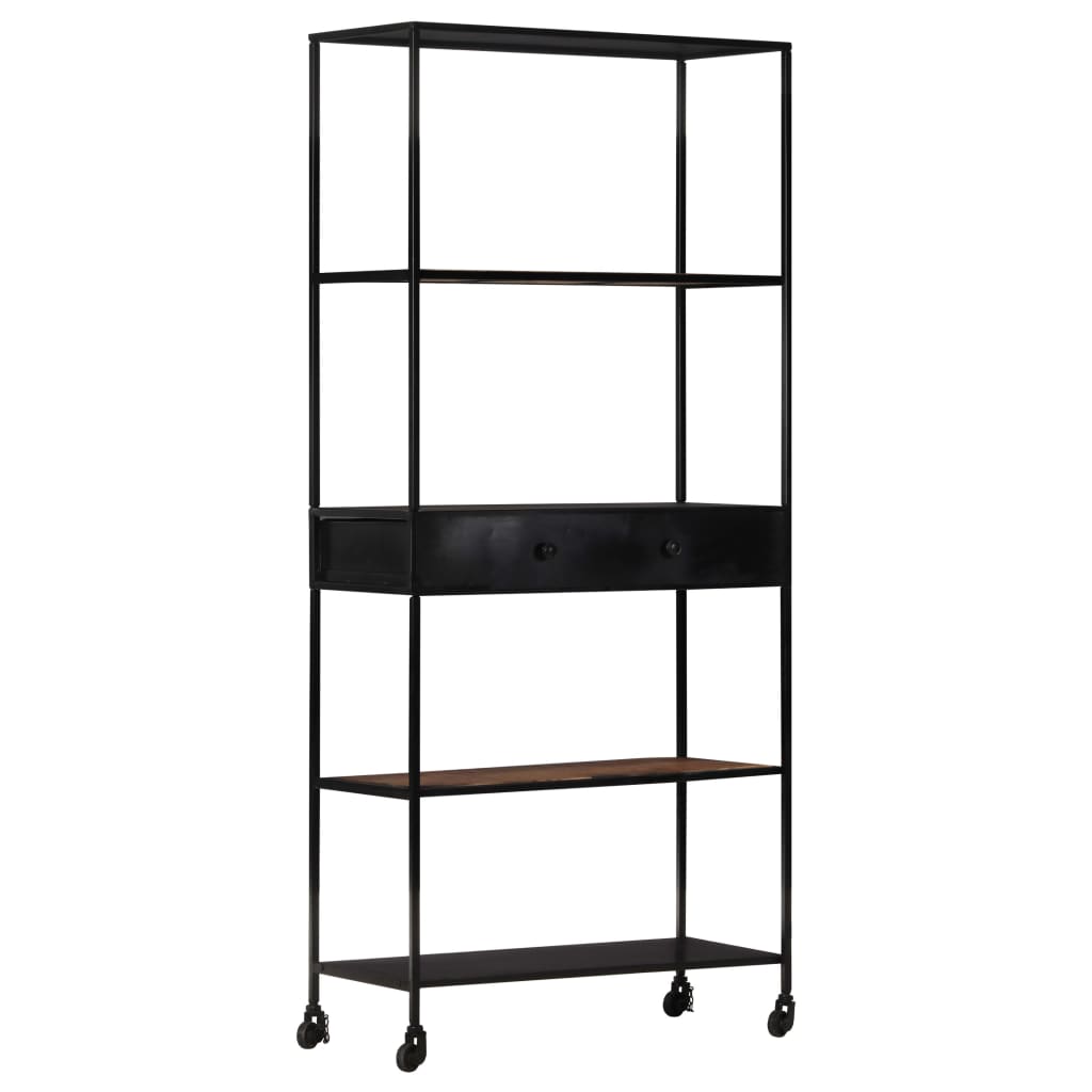 vidaXL Book Cabinet 80x35x180 cm Rough Mango Wood & Iron - Brown