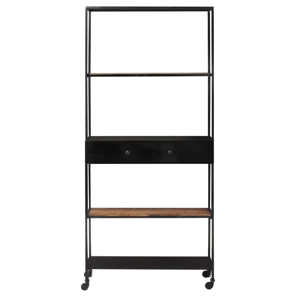 vidaXL Book Cabinet 80x35x180 cm Rough Mango Wood & Iron - Brown