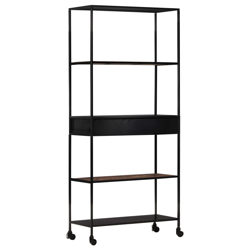vidaXL Book Cabinet 80x35x180 cm Rough Mango Wood & Iron - Brown