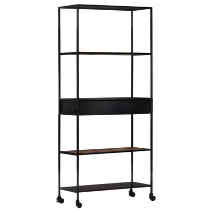 vidaXL Book Cabinet 80x35x180 cm Rough Mango Wood & Iron - Brown