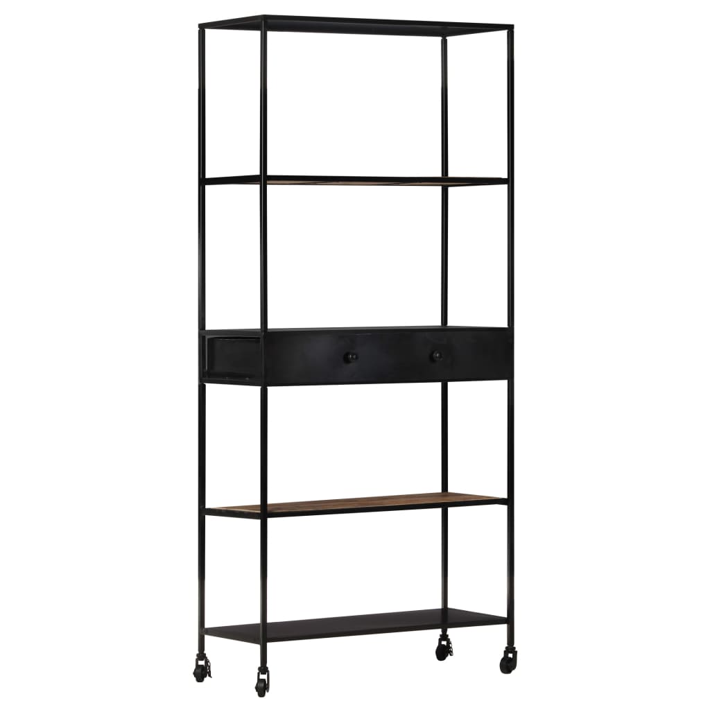 vidaXL Book Cabinet 80x35x180 cm Rough Mango Wood & Iron - Brown