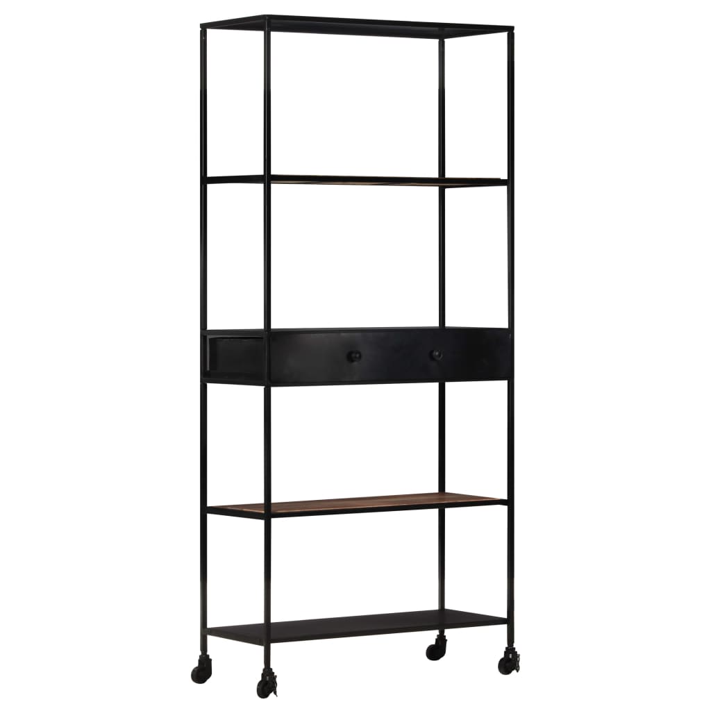 vidaXL Book Cabinet 80x35x180 cm Rough Mango Wood & Iron - Brown