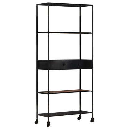 vidaXL Book Cabinet 80x35x180 cm Rough Mango Wood & Iron - Brown