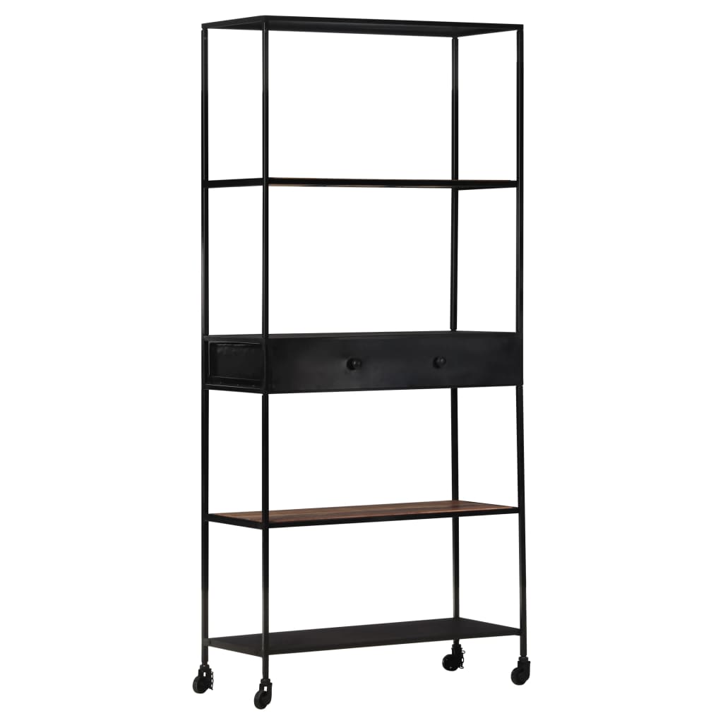 vidaXL Book Cabinet 80x35x180 cm Rough Mango Wood & Iron - Brown
