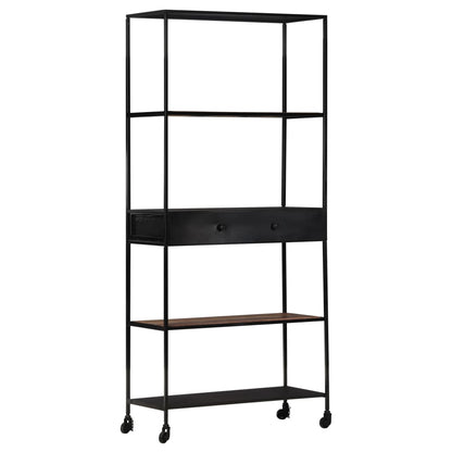 vidaXL Book Cabinet 80x35x180 cm Rough Mango Wood & Iron - Brown