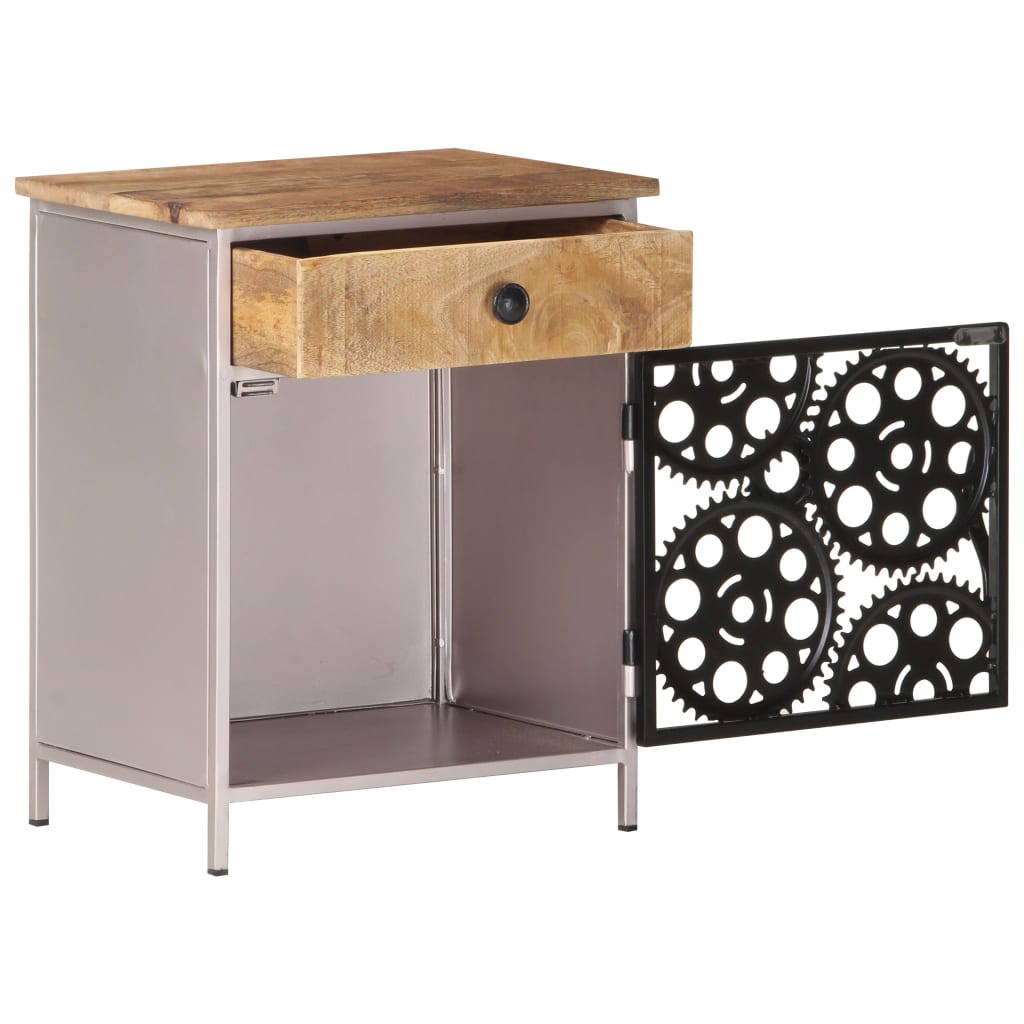 vidaXL Bedside Cabinet 40x30x50 cm Rough Mango Wood - Brown - 60904