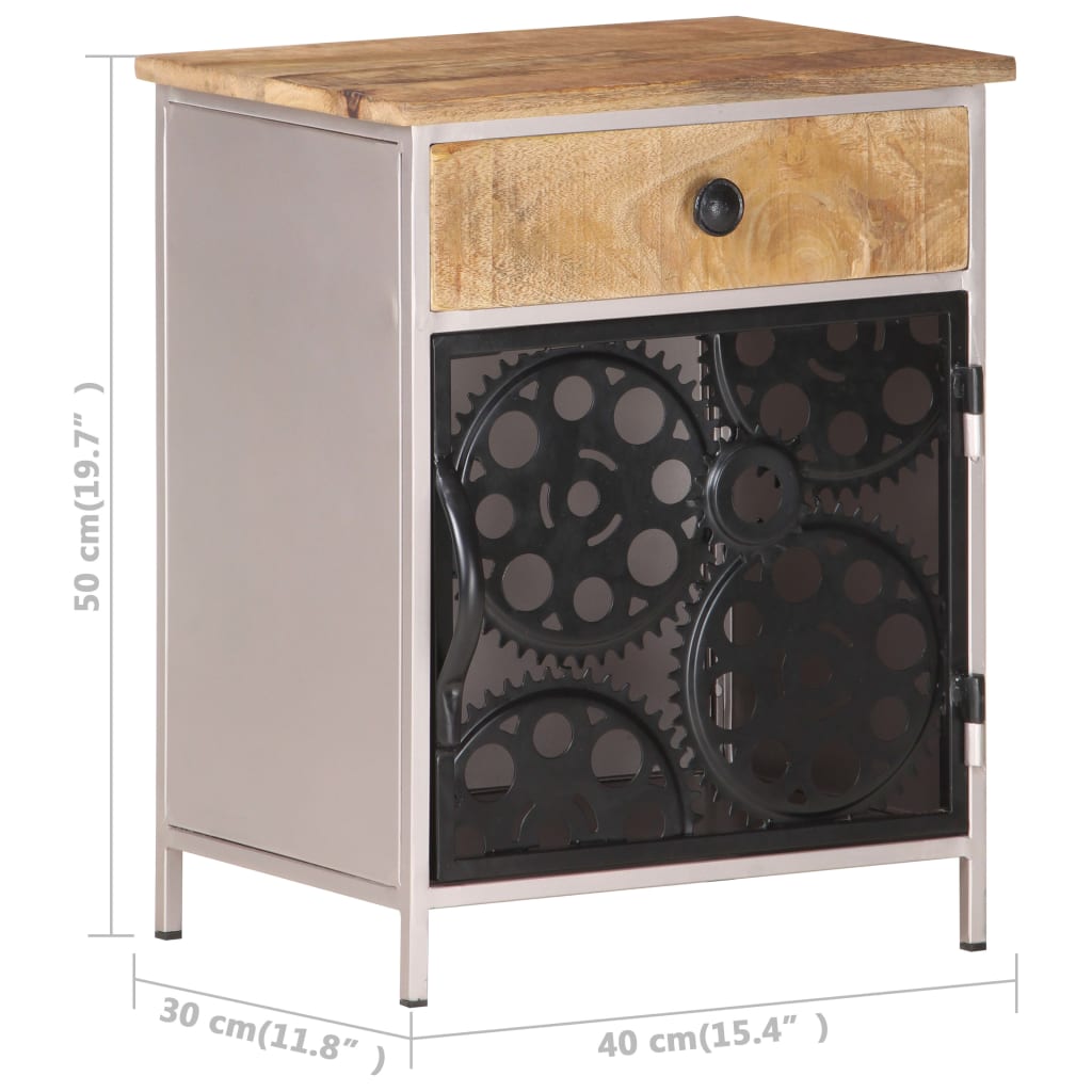 vidaXL Bedside Cabinet 40x30x50 cm Rough Mango Wood - Brown - 60904