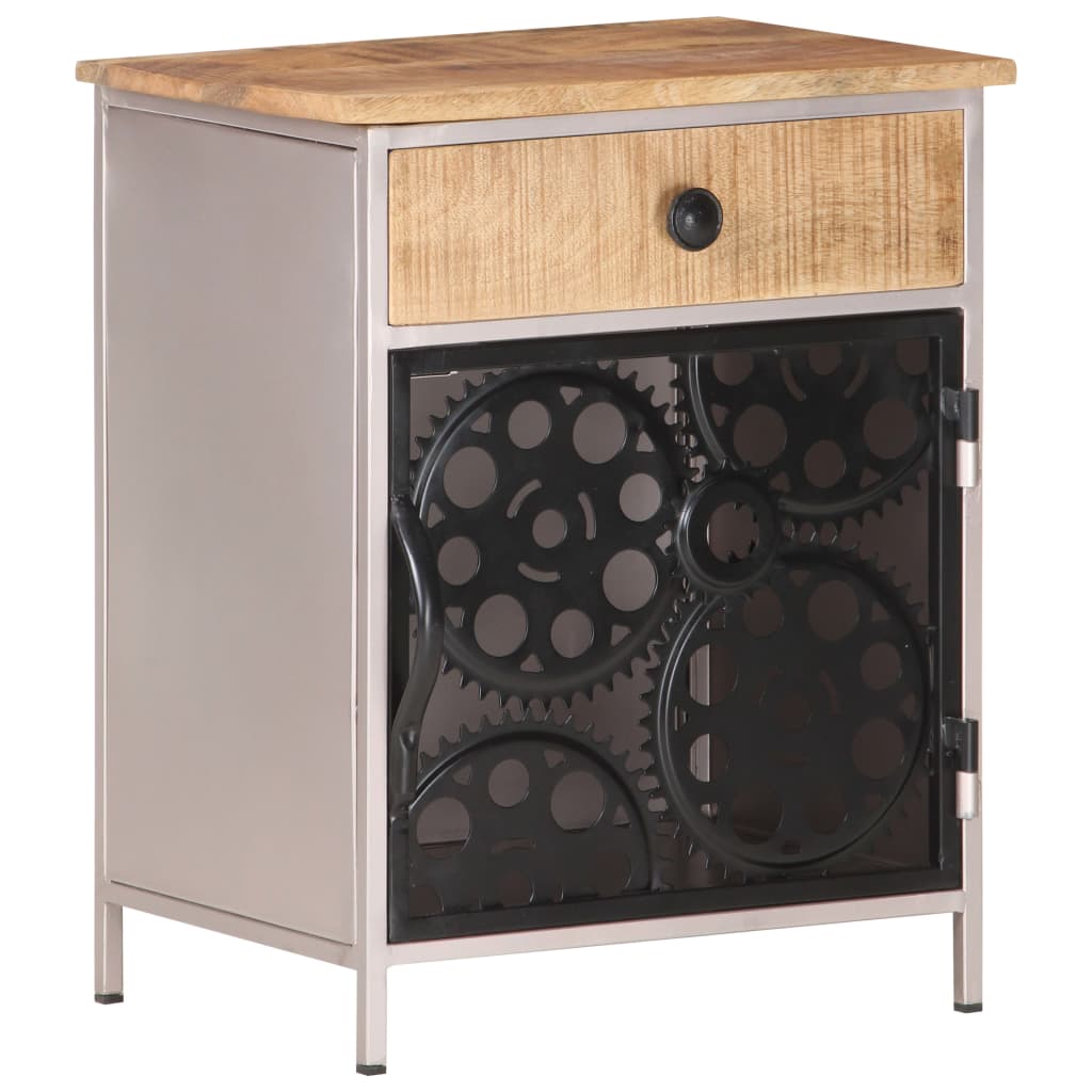 vidaXL Bedside Cabinet 40x30x50 cm Rough Mango Wood - Brown - 60904