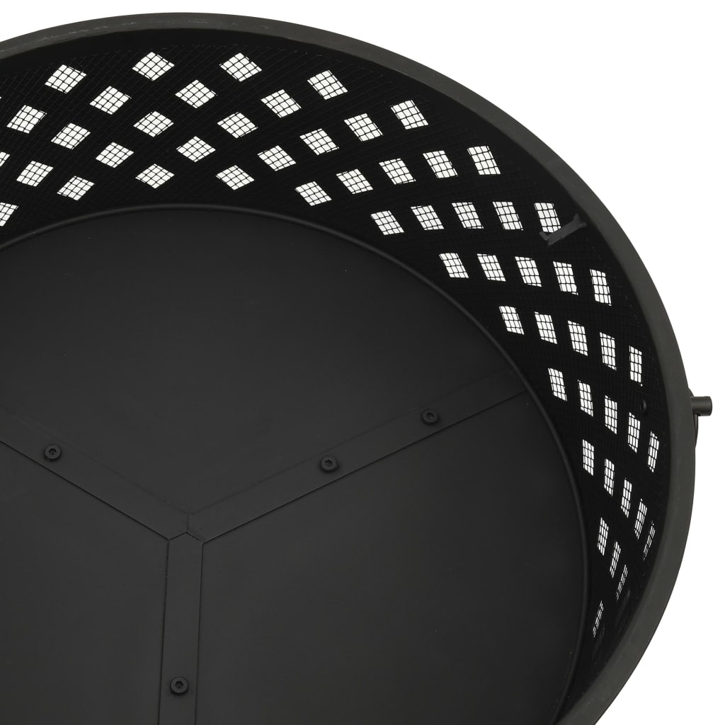 vidaXL Fire Pit with Poker 68 cm XXL Steel - Black