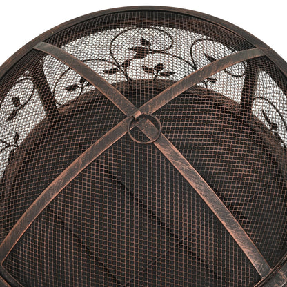 vidaXL Rustic Fire Pit with Poker 67.5 cm XXL Steel - Black