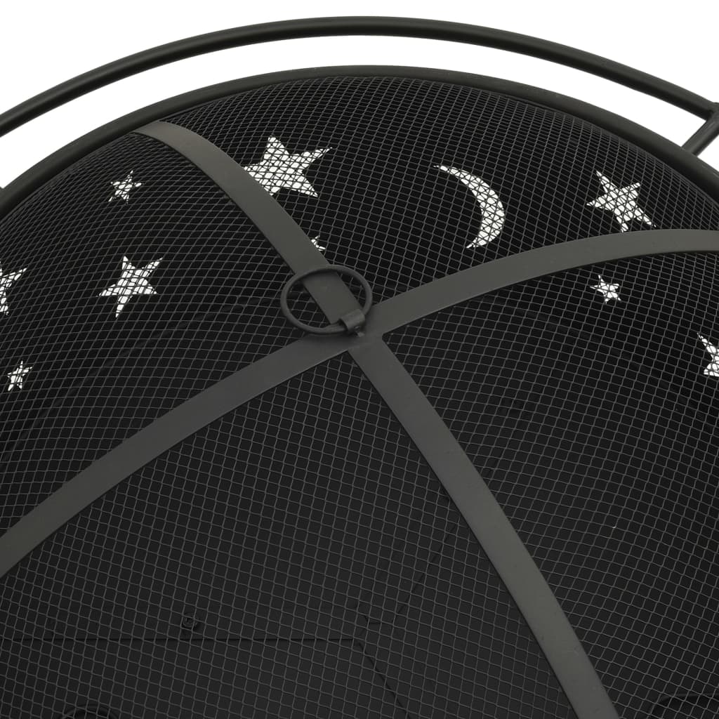 vidaXL Fire Pit with Poker 76 cm XXL Steel - Black