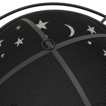 vidaXL Fire Pit with Poker 76 cm XXL Steel - Black