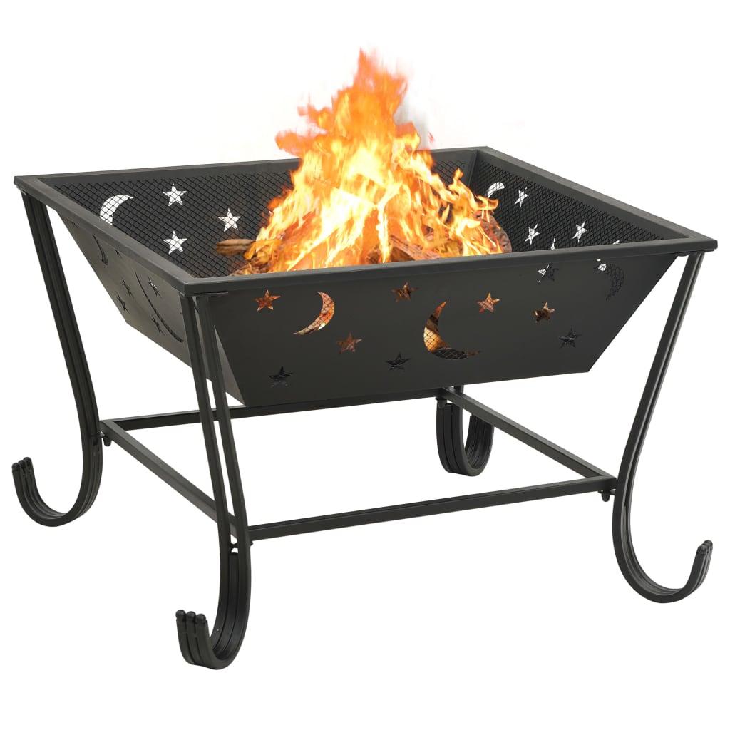 vidaXL Fire Pit with Poker 62 cm XXL Steel - Black