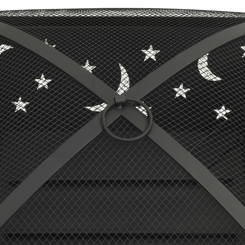 vidaXL Fire Pit with Poker 62 cm XXL Steel - Black