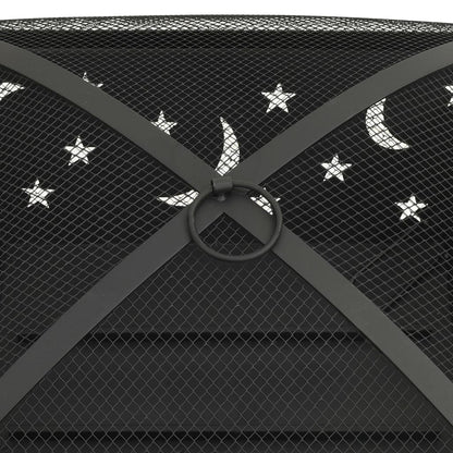 vidaXL Fire Pit with Poker 62 cm XXL Steel - Black