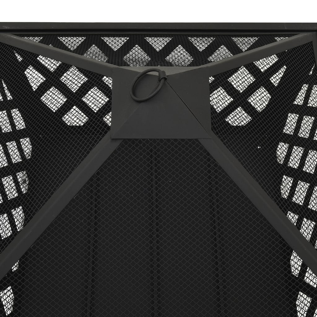 vidaXL Fire Pit with Poker 64 cm XXL Steel - Black