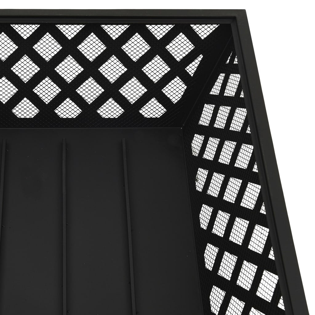 vidaXL Fire Pit with Poker 64 cm XXL Steel - Black
