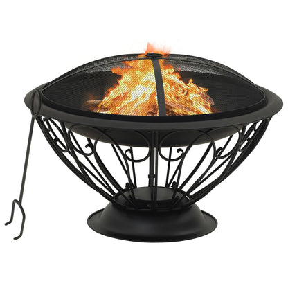 vidaXL Fire Pit with Poker 75 cm XXL Steel - Black - 10505