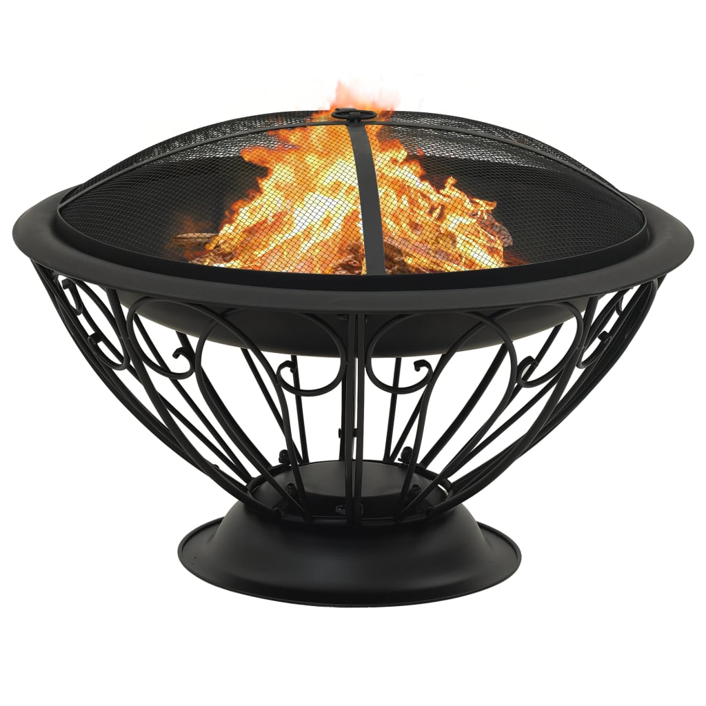 vidaXL Fire Pit with Poker 75 cm XXL Steel - Black - 10505