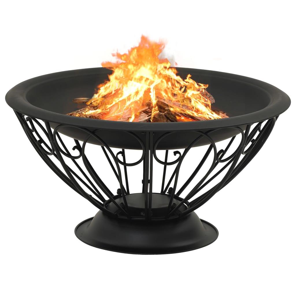 vidaXL Fire Pit with Poker 75 cm XXL Steel - Black
