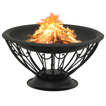 vidaXL Fire Pit with Poker 75 cm XXL Steel - Black