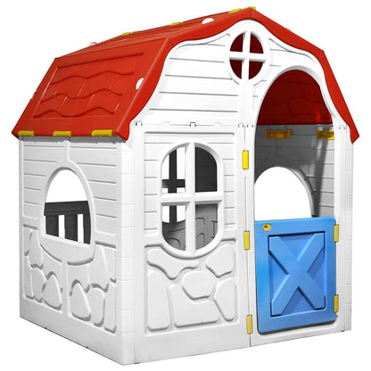 vidaXL Kids Foldable Playhouse with Working Door and Windows - Multicolour