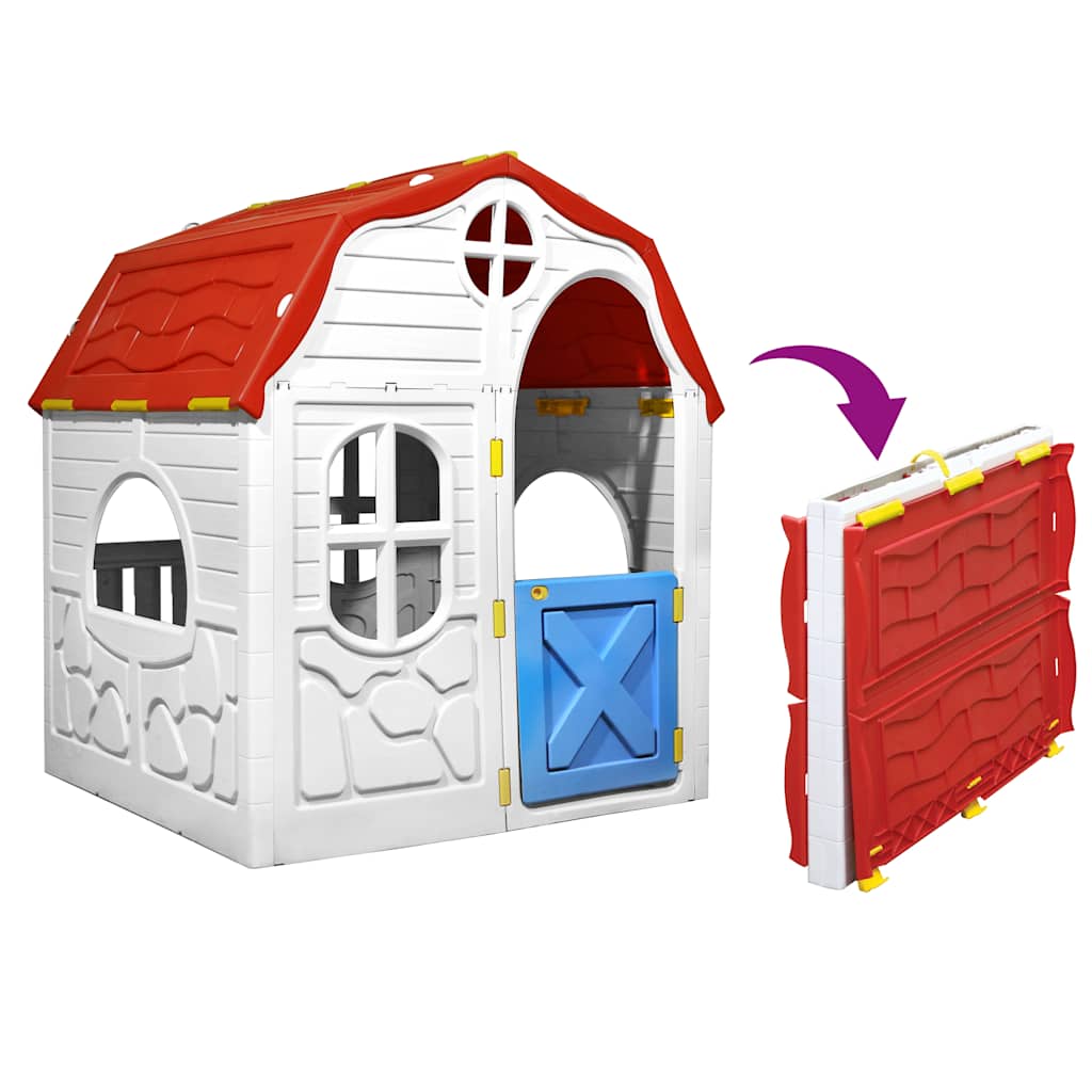 vidaXL Kids Foldable Playhouse with Working Door and Windows - Multicolour