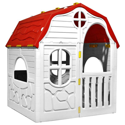 vidaXL Kids Foldable Playhouse with Working Door and Windows - Multicolour